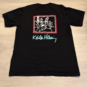Rare Uniqlo x Keith Haring NYC Pop Icons Black Short Sleeve Pocket T-Shirt M